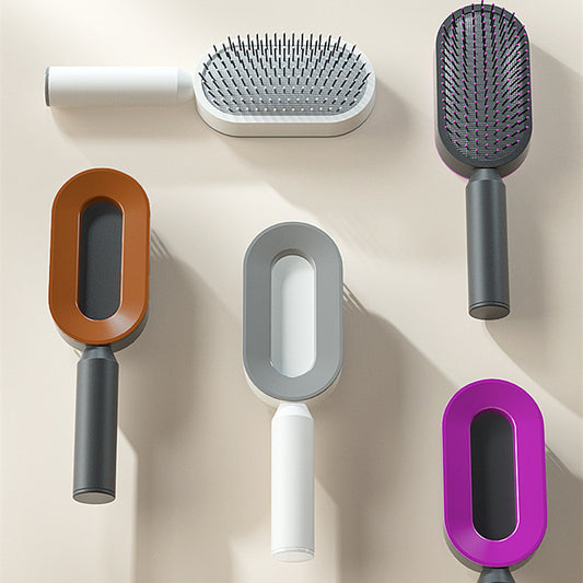 Self Cleaning Hair Brush For All Hair Types One-key Cleaning Hair Loss Airbag Massage Scalp Comb Anti-Static Hairbrush - Genex Gadgets 